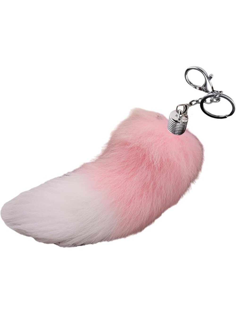 Pink Large Fox Tail Keychain Faux Fur Plush Bag Pendant Fashionable Cute Charm